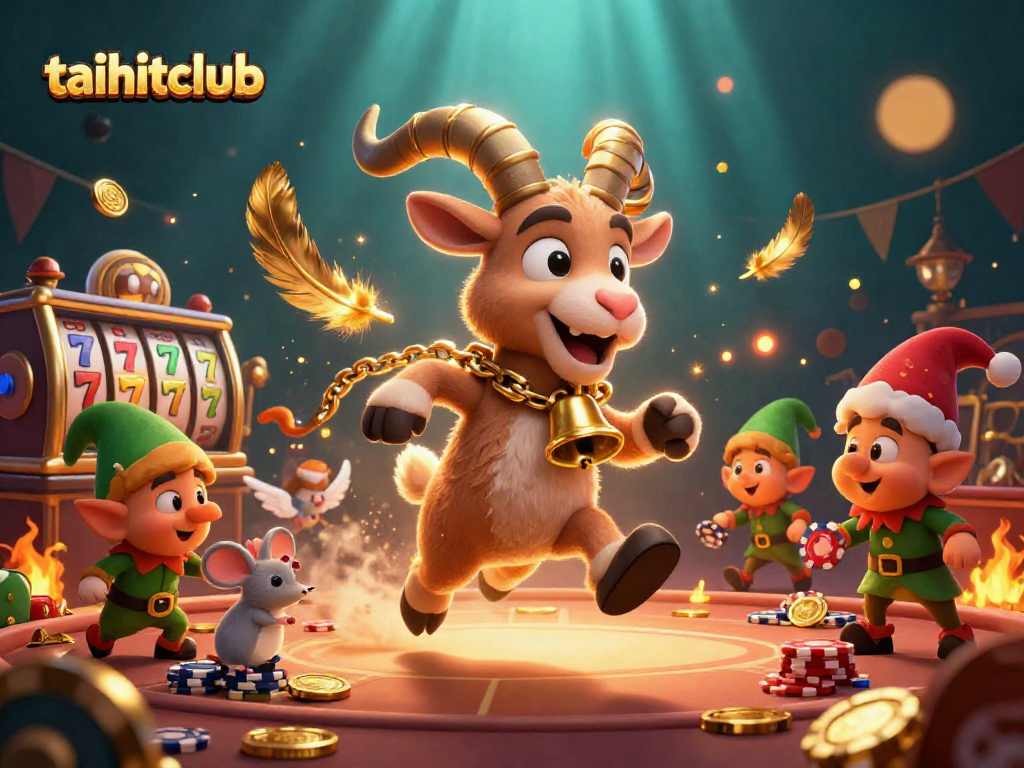 Experience the excitement of taihitclub's festive casino with a Krampus goat, angel mouse, and elf gremlins.