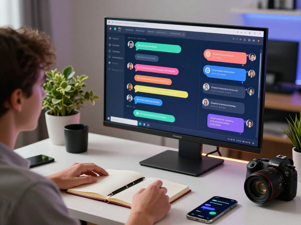 AI chat nsfw interaction illustrated in a vibrant digital workspace.