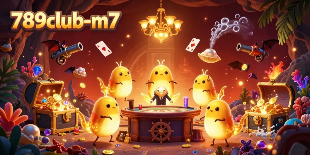 Play at 789club-m7 with a vibrant glowworm casino scene illuminated by bioluminescent tails.
