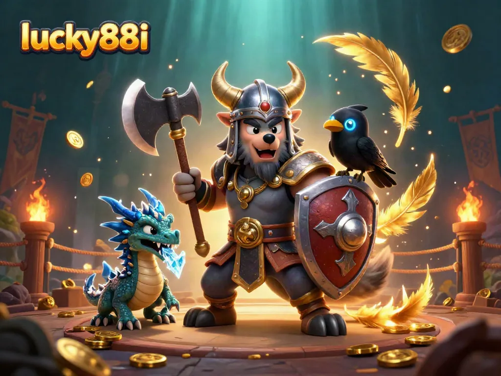 Experience thrilling adventures with lucky88i in this vibrant 3D casino illustration showcasing epic gaming elements.
