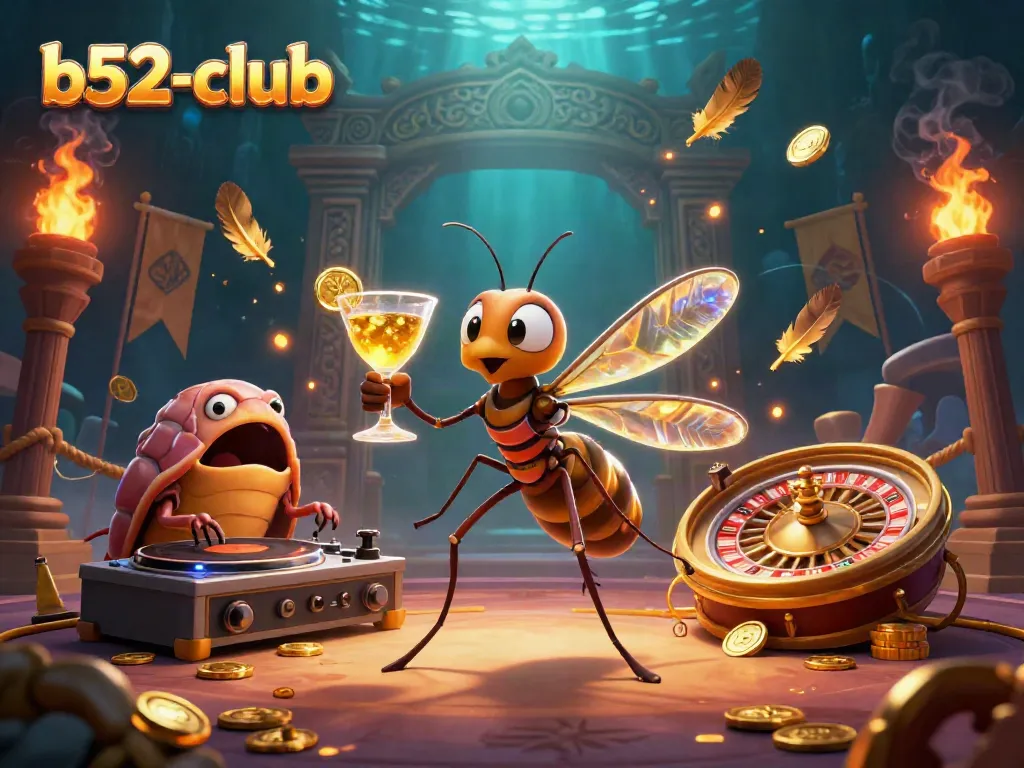 Engage in thrilling gameplay at b52-club with vibrant casino elements and characters.