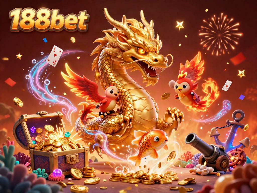 Experience the thrill of winning at 188bet with a vibrant 3D casino illustration featuring dynamic characters.