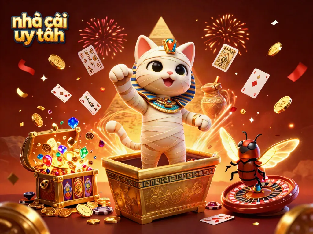 Experience the excitement of nhà cái uy tín featuring vibrant characters and casino elements.